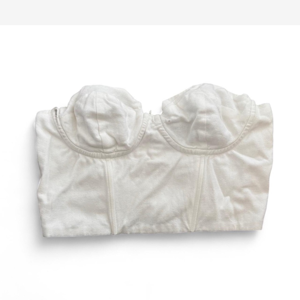 Women's White Strapless Cropped Top